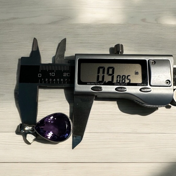 Large Tear Drop Amethyst Sterling Silver Necklace - Picture 7 of 11